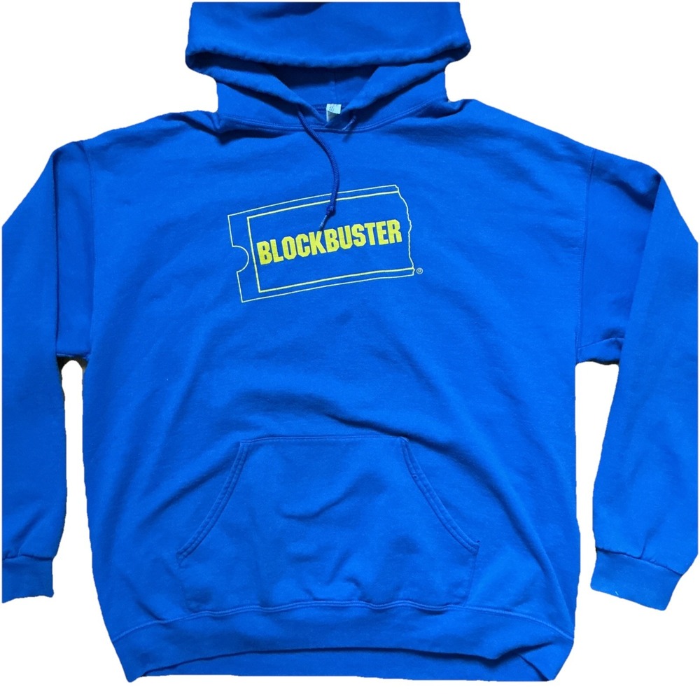 Blockbuster Video Retro VHS Movie Hoodie Men's XL Last Blockbuster Plant Bend OR